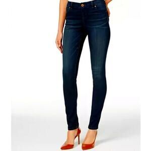 INC Skinny Leg Regular Fit Short Dark Washed Stretch Blue Jeans | Size 12S